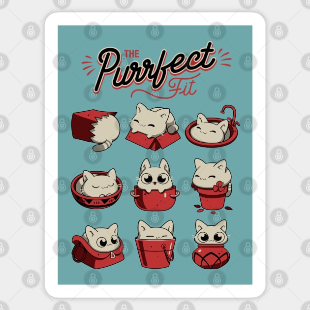 The Purrfect Fit - Funny White Cats Sticker by Snouleaf